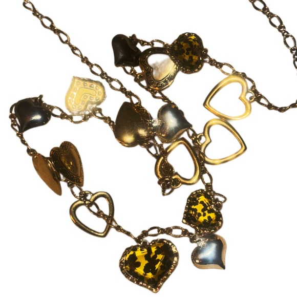 VTG - 90s Betsey Johnson - Hearts and Lockets Gold Tone Necklace - Picture 7 of 13